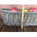 Large Green Vintage Wicker Basket Of Pieces of Faux Fruit 21x8x6 Appr.   263847764303